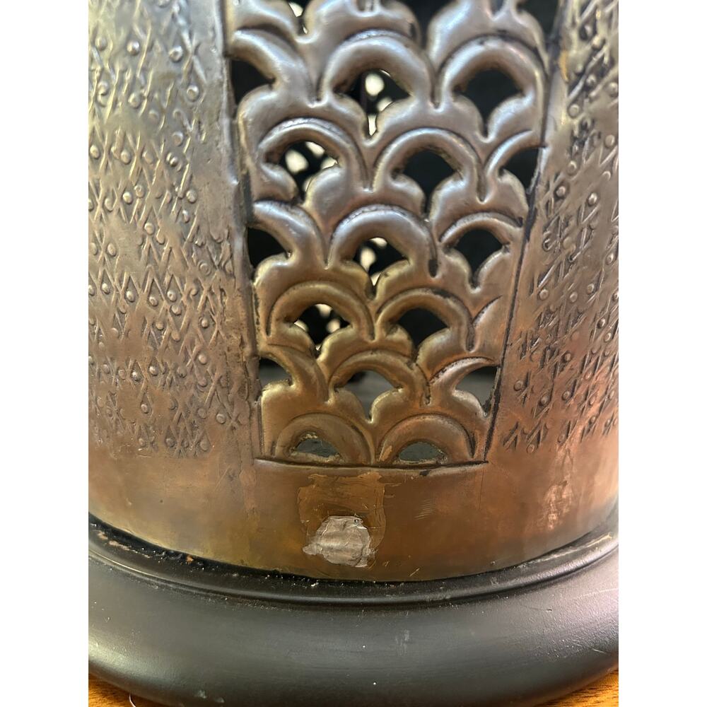 Vtg. Bronze Gold Table Lamp, Textured Metal Base, Contemporary Rustic Lamp, MCM - Picture 12 of 16